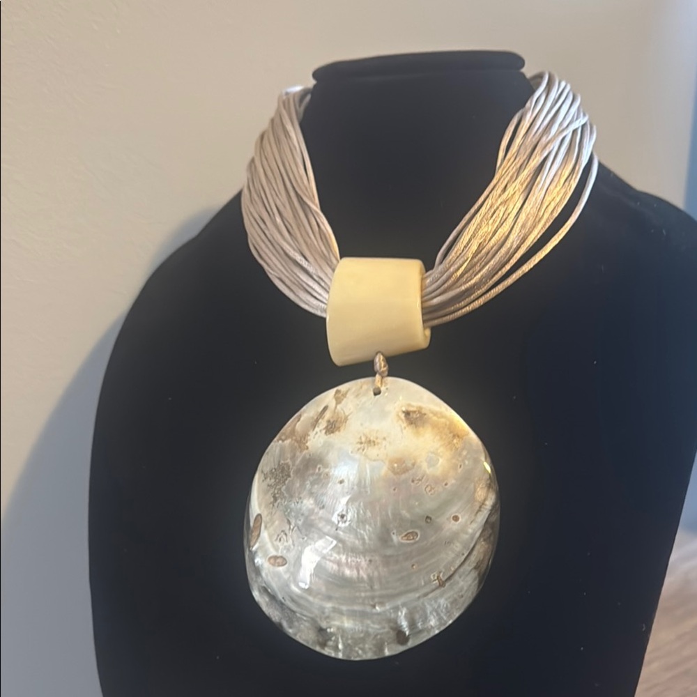 Elegant Silver-Tone and Cream Necklace